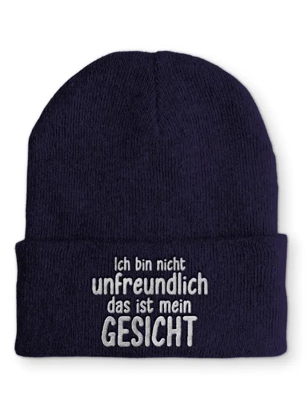 
                      
                        Ich bin nicht unfreundlich das ist mein Gesicht Statement Beanie Mütze mit Spruch - Navy
                      
                    