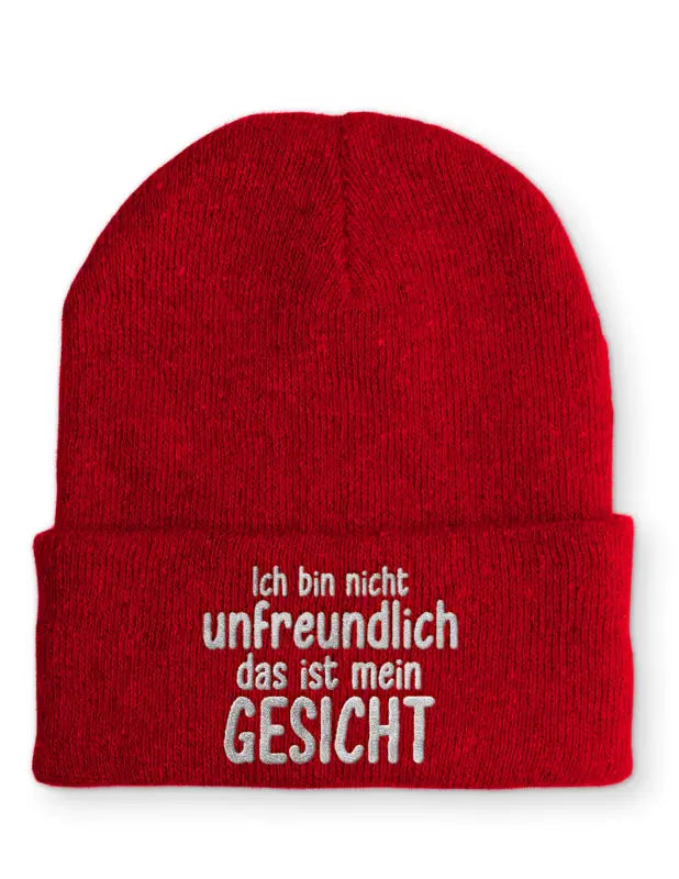 
                      
                        Ich bin nicht unfreundlich das ist mein Gesicht Statement Beanie Mütze mit Spruch - Rot
                      
                    