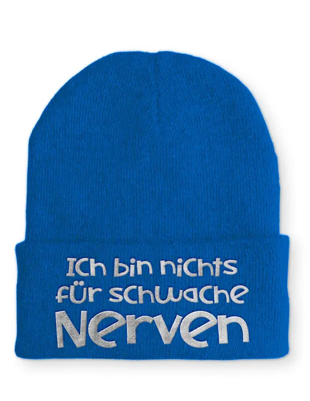 
                      
                        Ich bin nichts für schwache Nerven Wintermütze perfekt die kalte Jahreszeit - Blau
                      
                    