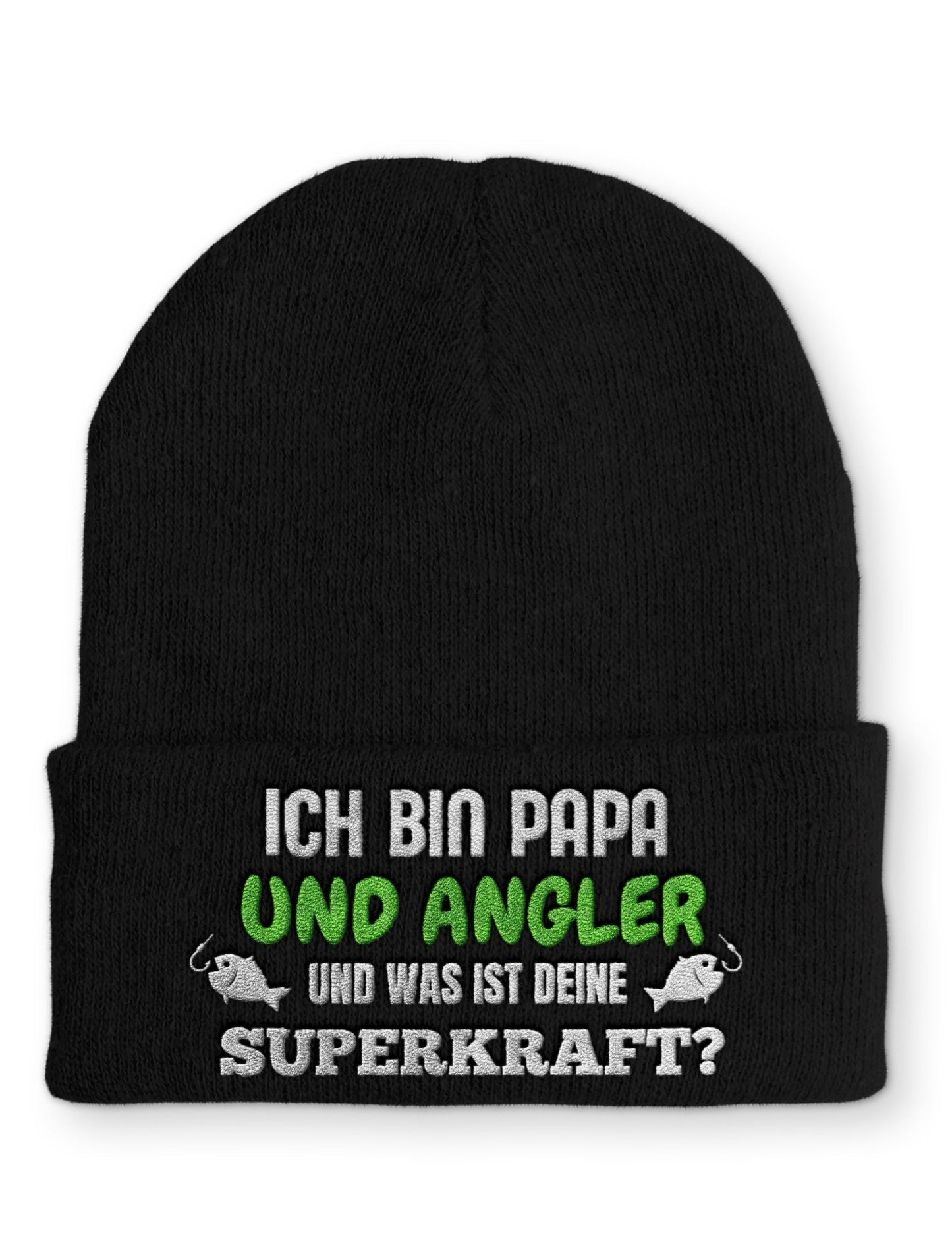 Ich bin Papa und Angler Beanie Mütze mit Spruch - tshirtladen - Mütze