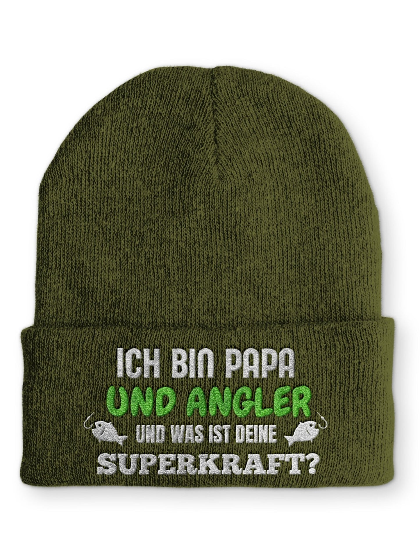 Ich bin Papa und Angler Beanie Mütze mit Spruch - tshirtladen - Mütze