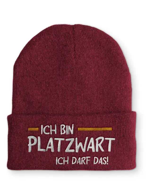 
                      
                        Ich bin Platzwart darf das! Statement Beanie Mütze mit Spruch - Bordeaux
                      
                    