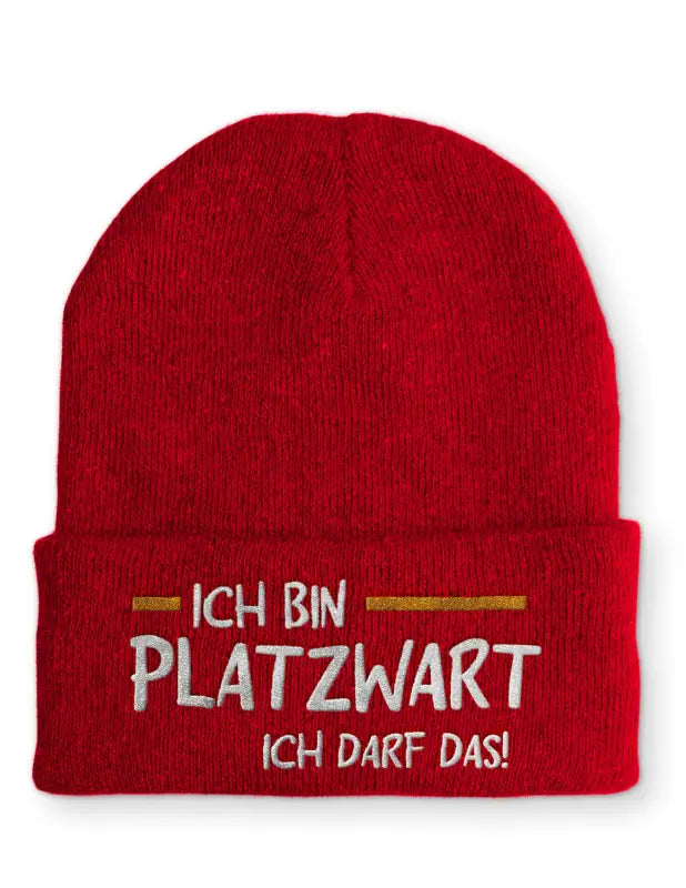 
                      
                        Ich bin Platzwart darf das! Statement Beanie Mütze mit Spruch - Rot
                      
                    