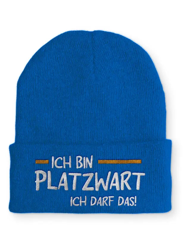 
                      
                        Ich bin Platzwart darf das! Statement Beanie Mütze mit Spruch - Royal
                      
                    