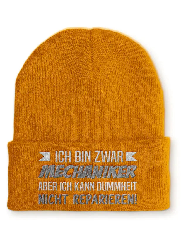 
                      
                        Ich bin zwar Mechaniker aber kann Dummheit nicht reparieren! Statement Beanie Mütze mit Spruch - Mustard
                      
                    