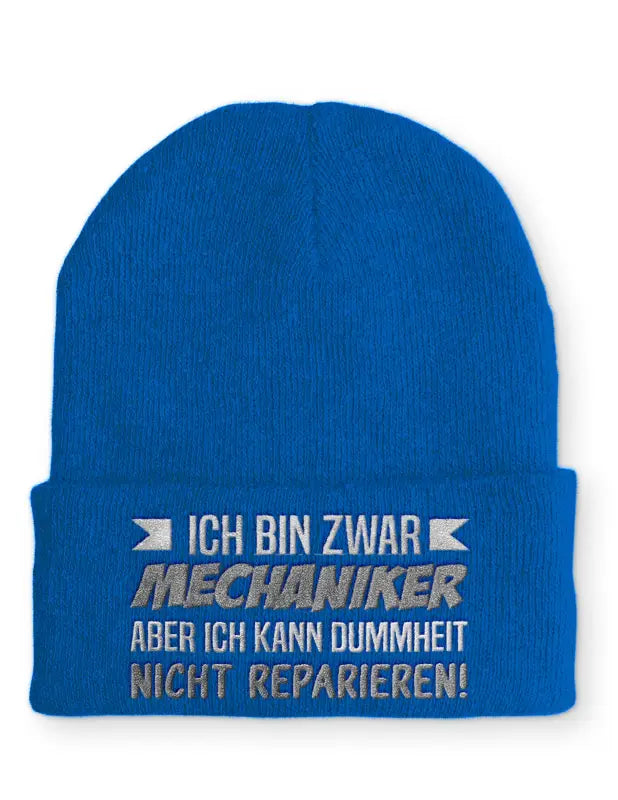 
                      
                        Ich bin zwar Mechaniker aber kann Dummheit nicht reparieren! Statement Beanie Mütze mit Spruch - Royal
                      
                    