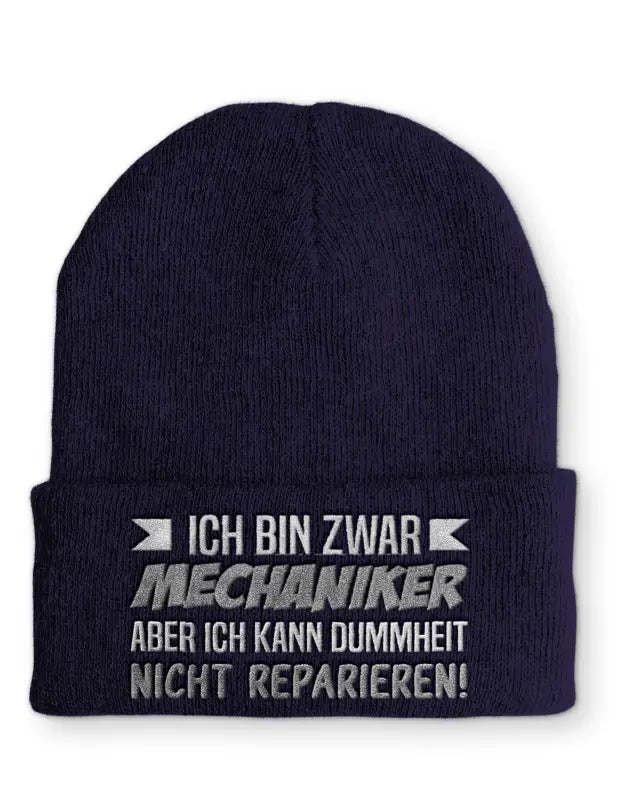 
                      
                        Ich bin zwar Mechaniker aber kann Dummheit nicht reparieren! Statement Beanie Mütze mit Spruch - Navy
                      
                    