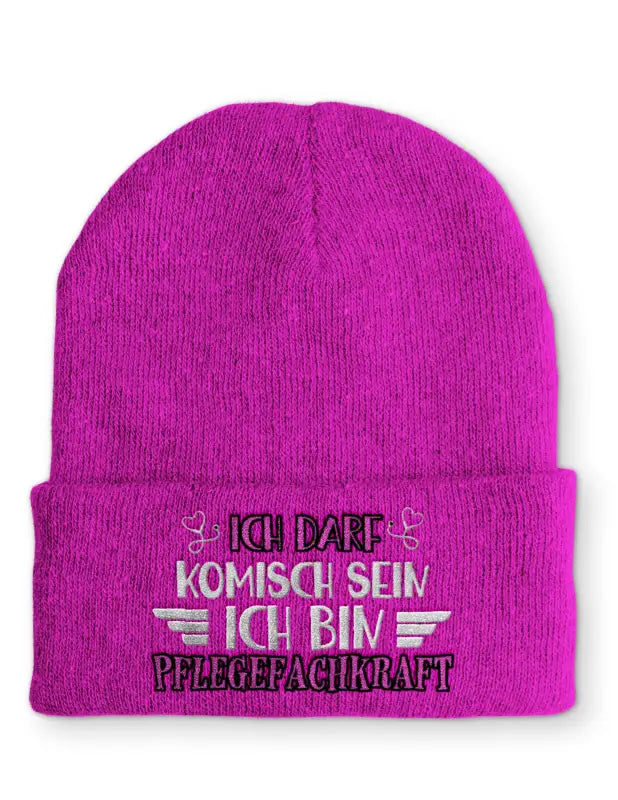 
                      
                        Ich darf komisch sein bin Pflegefachkraft Statement Beanie Mütze mit Spruch - Pink
                      
                    