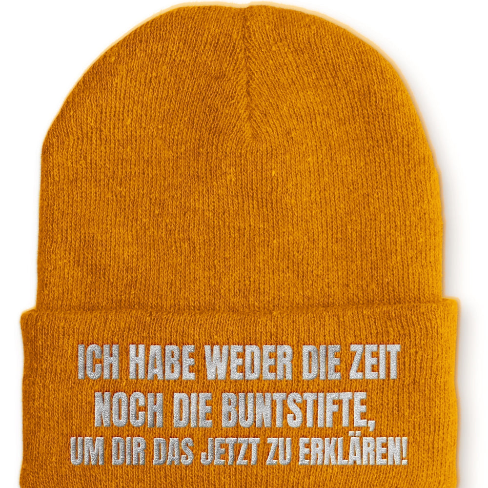 
                  
                    Ich habe weder die Zeit noch die Buntstifte Beanie Mütze mit Spruch - Mustard - Mütze
                  
                