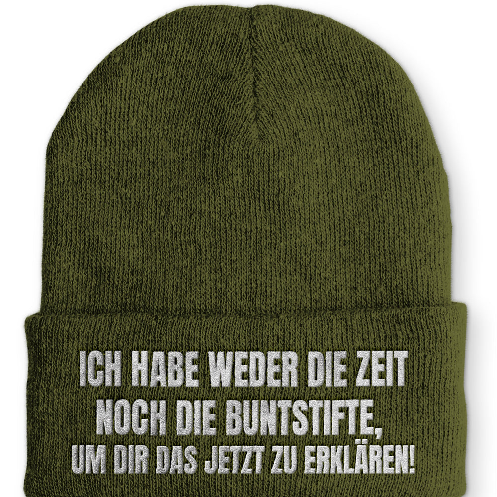 
                  
                    Ich habe weder die Zeit noch die Buntstifte Beanie Mütze mit Spruch - Olive - Mütze
                  
                