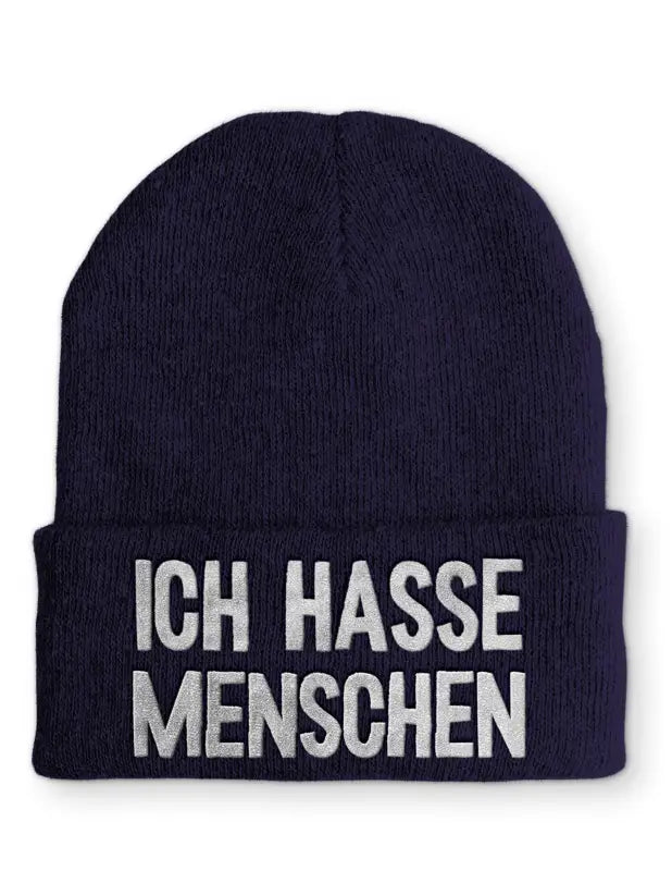 
                      
                        Ich Hasse Menschen Statement Beanie Mütze mit Spruch - Navy
                      
                    