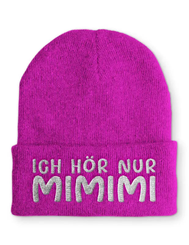 Ich hör nur MIMIMI Beanie Wintermütze Mütze mit Spruch - Pink