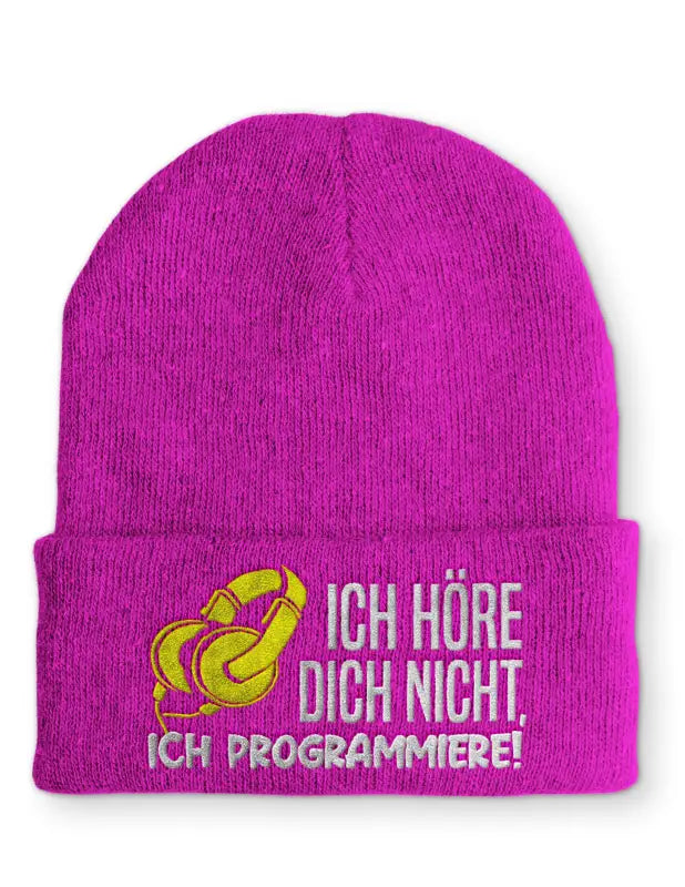 
                      
                        Ich höre dich nicht Programmiere! Statement Beanie Mütze mit Spruch - Pink
                      
                    