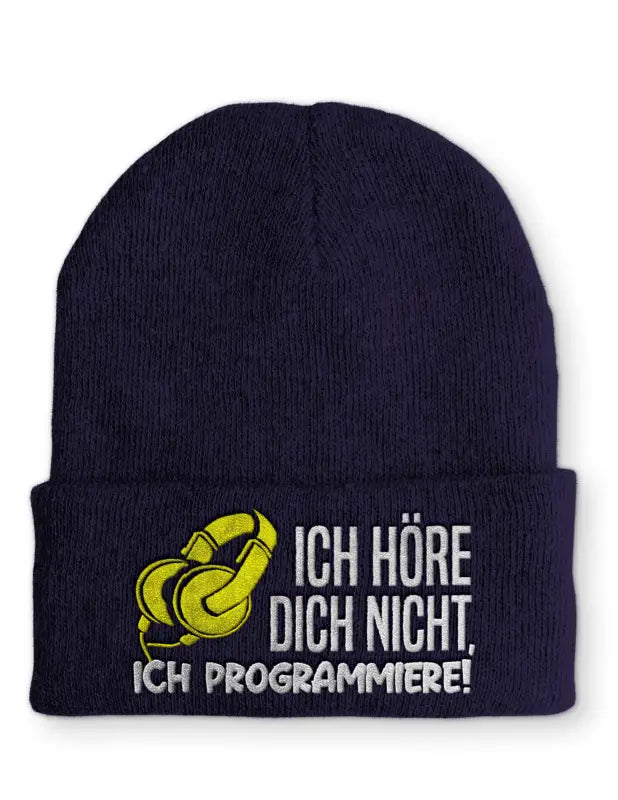 
                      
                        Ich höre dich nicht Programmiere! Statement Beanie Mütze mit Spruch - Navy
                      
                    