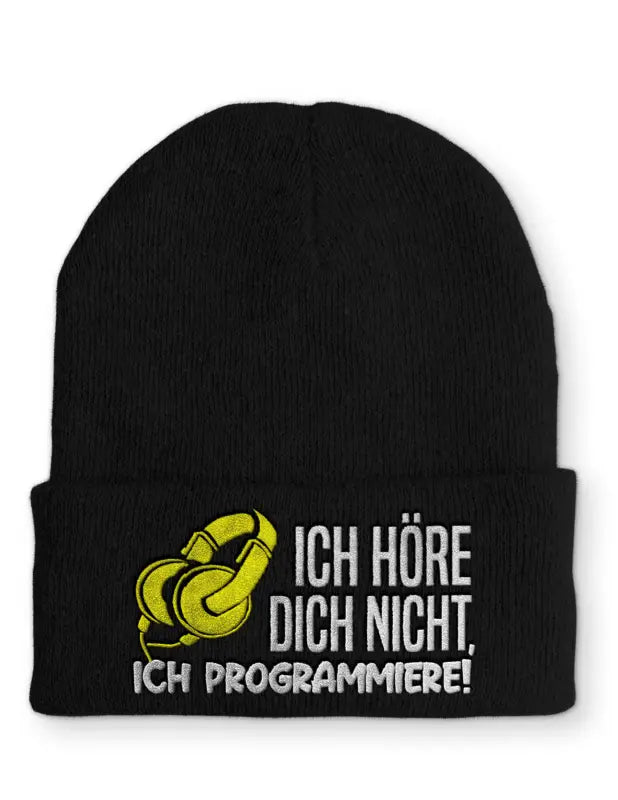 
                      
                        Ich höre dich nicht Programmiere! Statement Beanie Mütze mit Spruch - Black
                      
                    