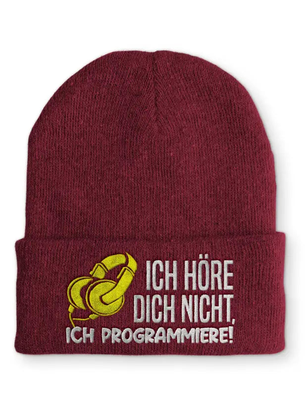 
                      
                        Ich höre dich nicht Programmiere! Statement Beanie Mütze mit Spruch - Bordeaux
                      
                    