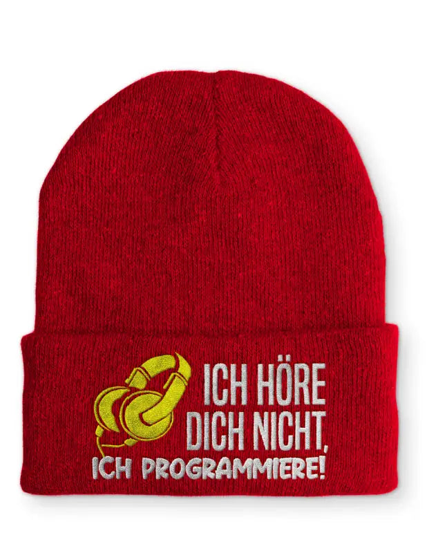 
                      
                        Ich höre dich nicht Programmiere! Statement Beanie Mütze mit Spruch - Rot
                      
                    