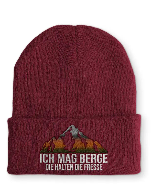 
                      
                        Ich mag Berge die halten Fresse Statement Beanie Mütze mit Spruch - Bordeaux
                      
                    