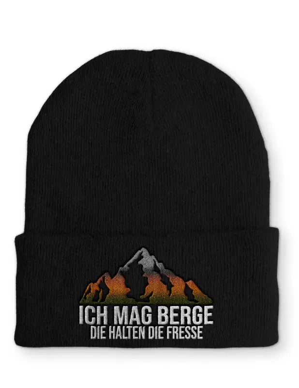 
                      
                        Ich mag Berge die halten Fresse Statement Beanie Mütze mit Spruch - Black
                      
                    