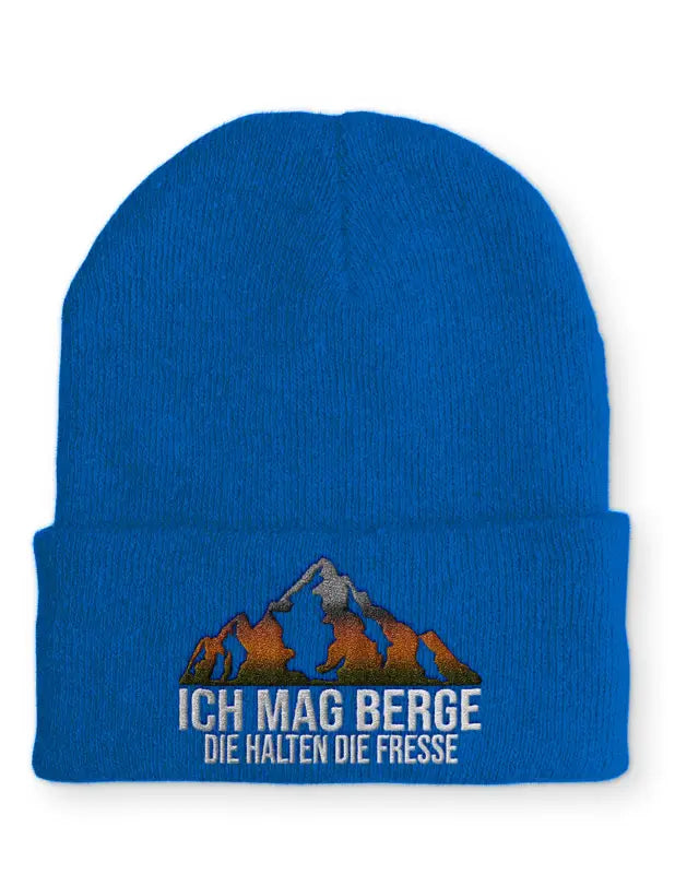 
                      
                        Ich mag Berge die halten Fresse Statement Beanie Mütze mit Spruch - Royal
                      
                    