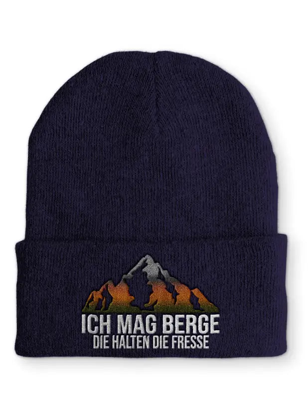 
                      
                        Ich mag Berge die halten Fresse Statement Beanie Mütze mit Spruch - Navy
                      
                    