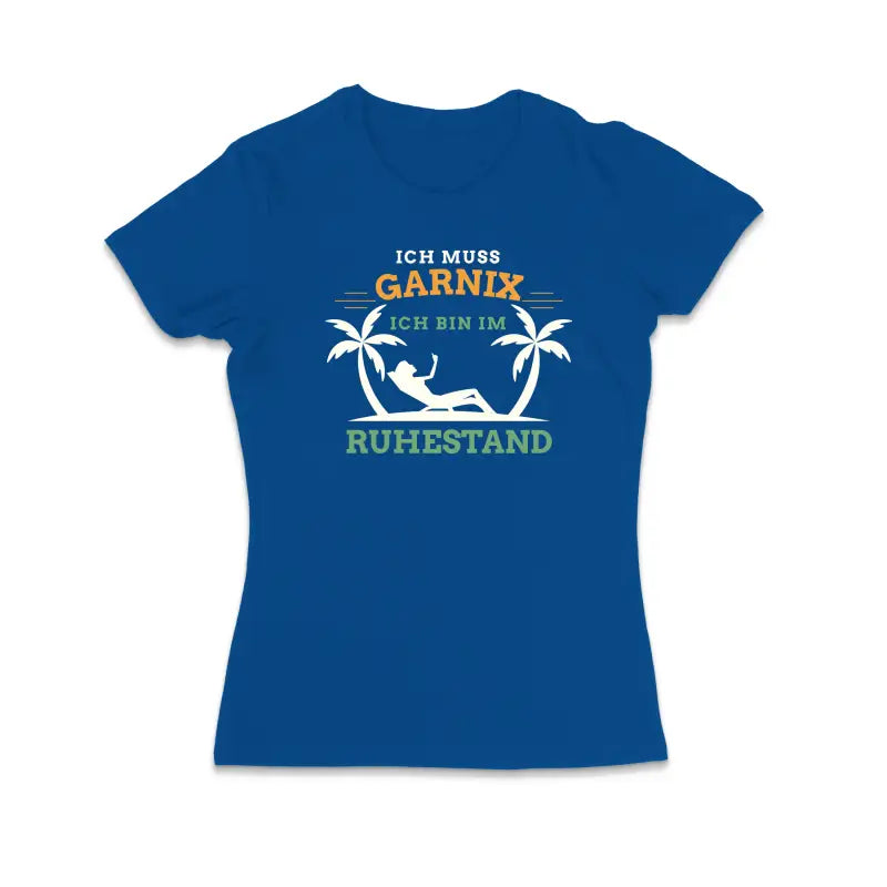 
                      
                        Ich muss garnix bin im Ruhestand Damen T - Shirt - S / Royal
                      
                    