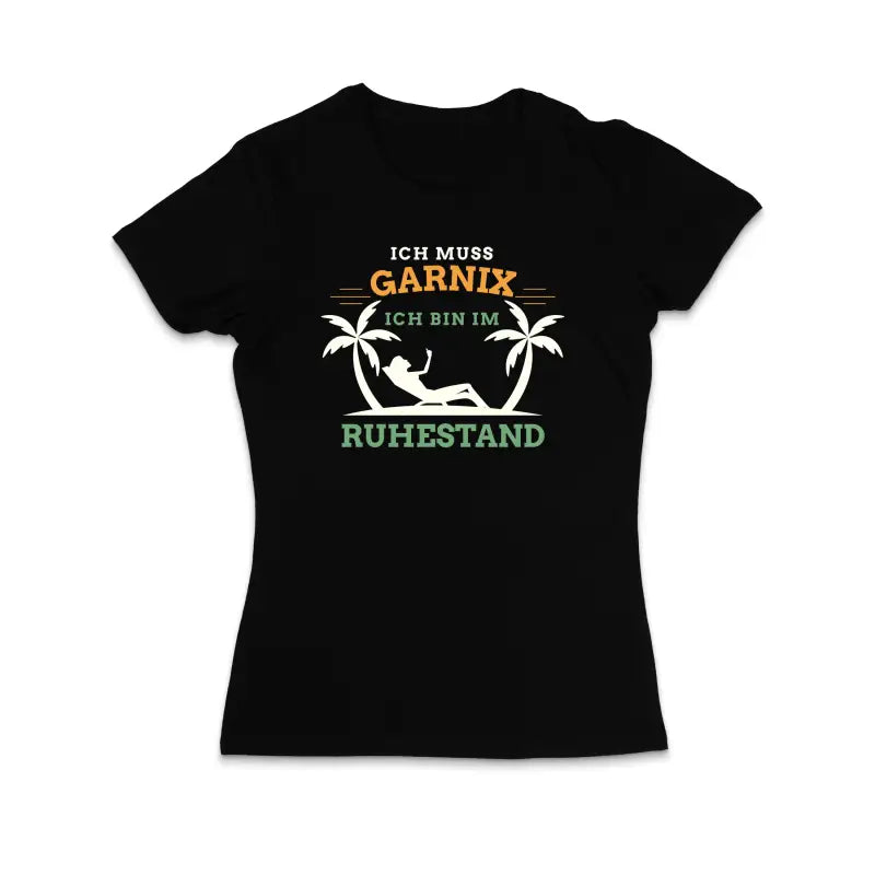 
                      
                        Ich muss garnix bin im Ruhestand Damen T - Shirt - S / Schwarz
                      
                    