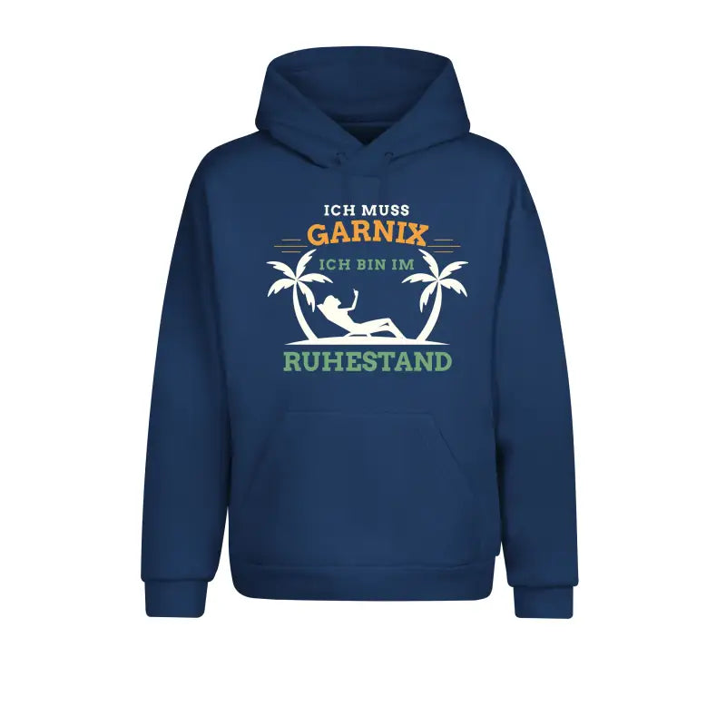 
                      
                        Ich muss garnix bin im Ruhestand Hoodie Unisex - XS / Ink
                      
                    