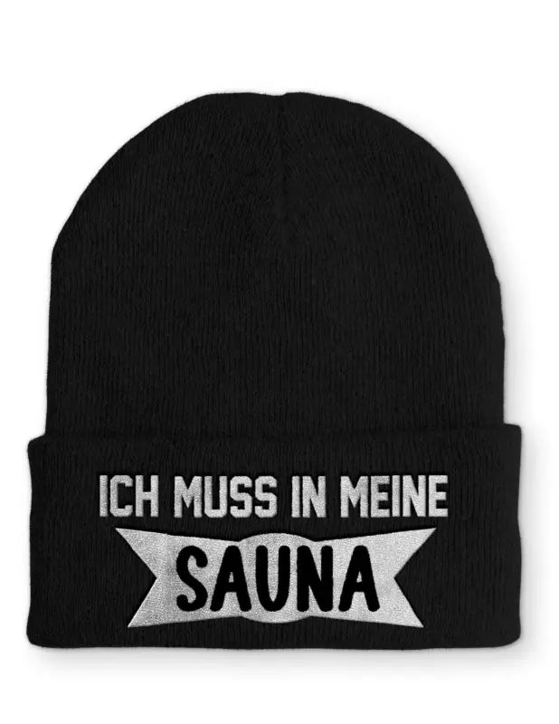 
                      
                        Ich muss in meine Sauna Statement Beanie Mütze mit Spruch - Black
                      
                    