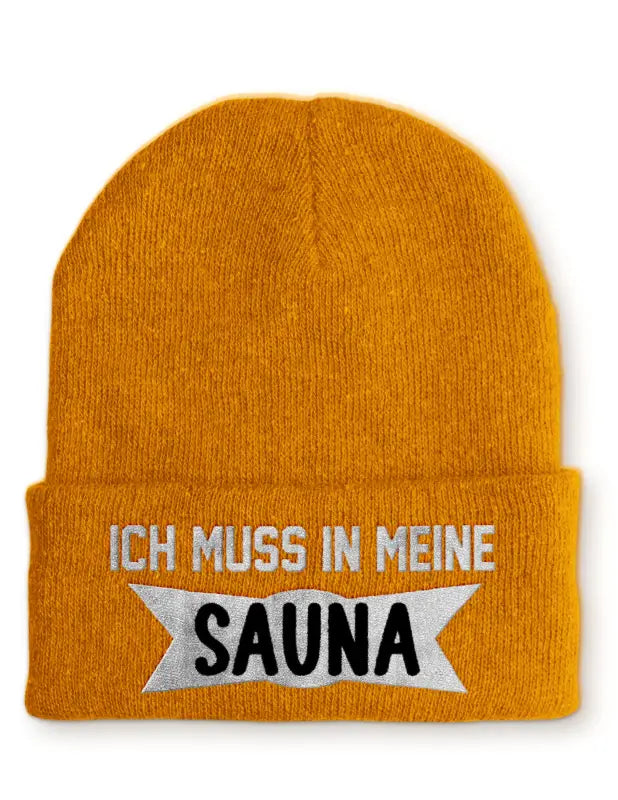 
                      
                        Ich muss in meine Sauna Statement Beanie Mütze mit Spruch - Mustard
                      
                    