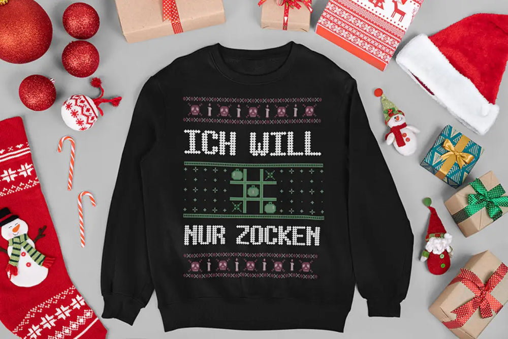 Ich will nur zocken Ugly Christmassweater - XS