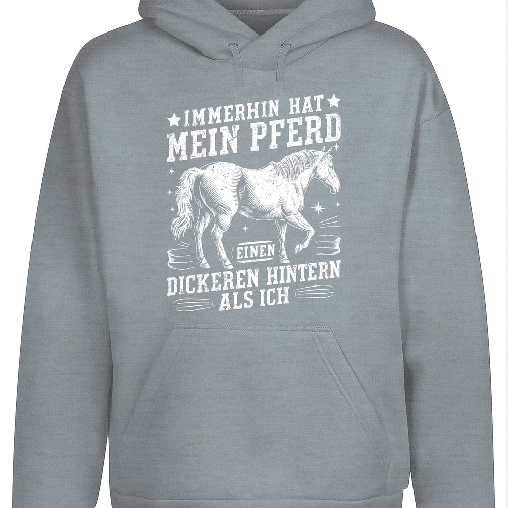 
                      
                        Immerhin hat mein Pferd einen dickeren Hintern als ich Hoodie Kapuzenpullover Unisex - tshirtladen
                      
                    