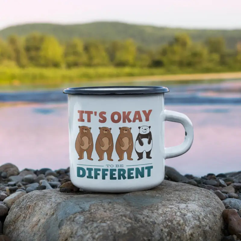 It´s okay to be different Emaille Tasse - Weiss