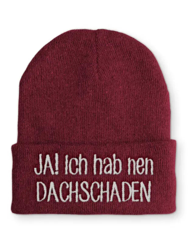 
                      
                        JA! Ich hab nen Dachschaden Beanie Wintermütze Mütze mit Spruch - Bordeaux
                      
                    