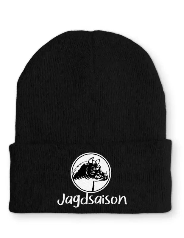 Jagdsaison Beanie Wintermütze Mütze mit Spruch - Black