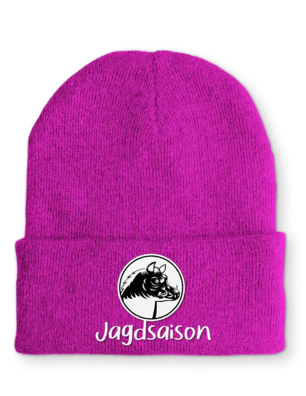 Jagdsaison Beanie Wintermütze Mütze mit Spruch - Pink
