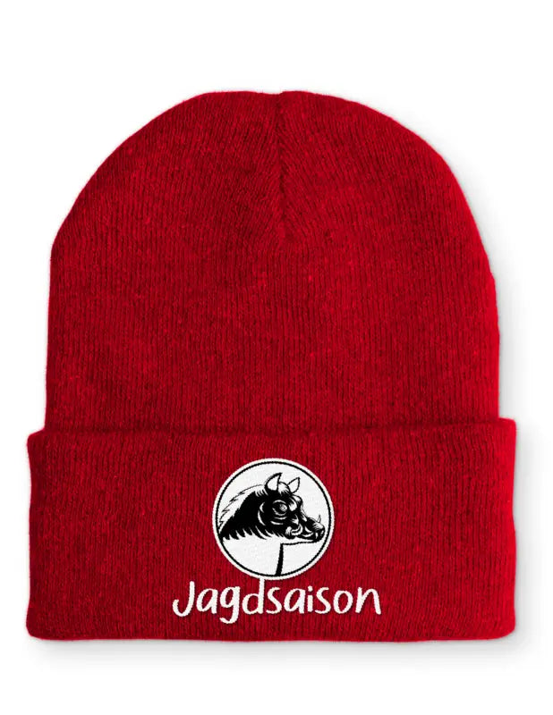 Jagdsaison Beanie Wintermütze Mütze mit Spruch - Rot