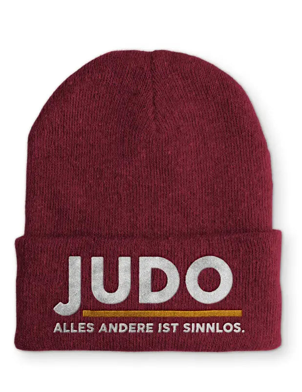 
                  
                    Judo Alles andere ist sinnlos. Statement Beanie Mütze mit Spruch - Bordeaux
                  
                