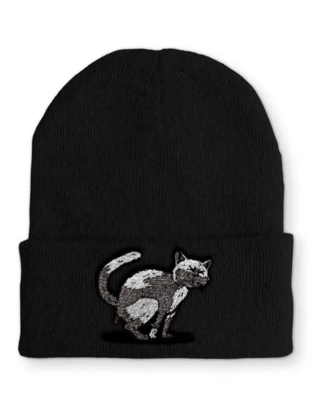 Kackende Katze Beanie Wintermütze Mütze mit Spruch - Black
