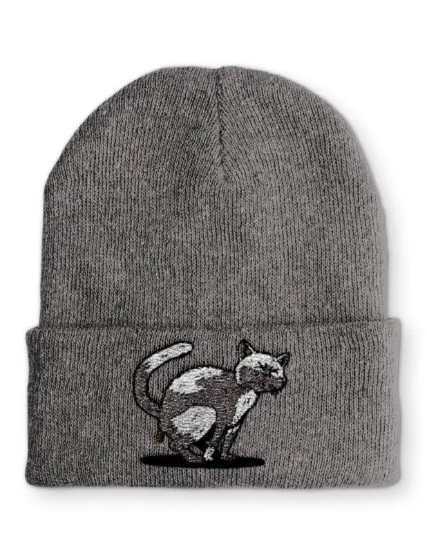 Kackende Katze Beanie Wintermütze Mütze mit Spruch - Grey