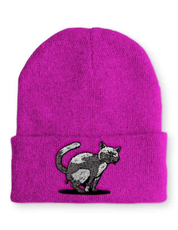 Kackende Katze Beanie Wintermütze Mütze mit Spruch - Pink