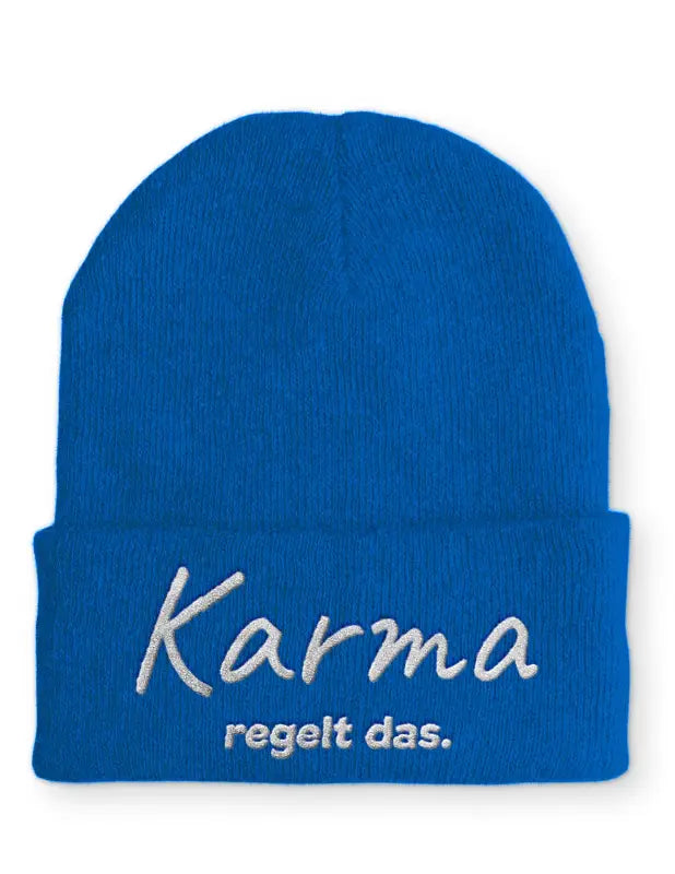 
                      
                        Karma regelt das. Statement Beanie Mütze mit Spruch
                      
                    