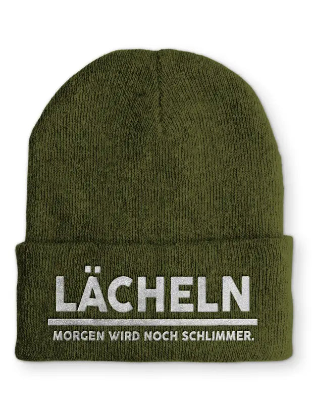 
                  
                    Lächeln Morgen wird noch schlimmer Statement Beanie Mütze mit Spruch - Olive
                  
                