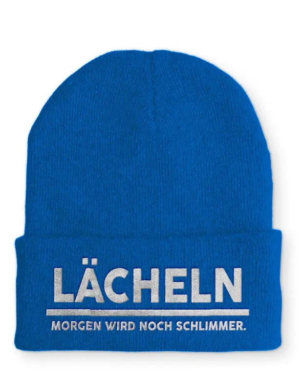 
                  
                    Lächeln Morgen wird noch schlimmer Statement Beanie Mütze mit Spruch - Royal
                  
                