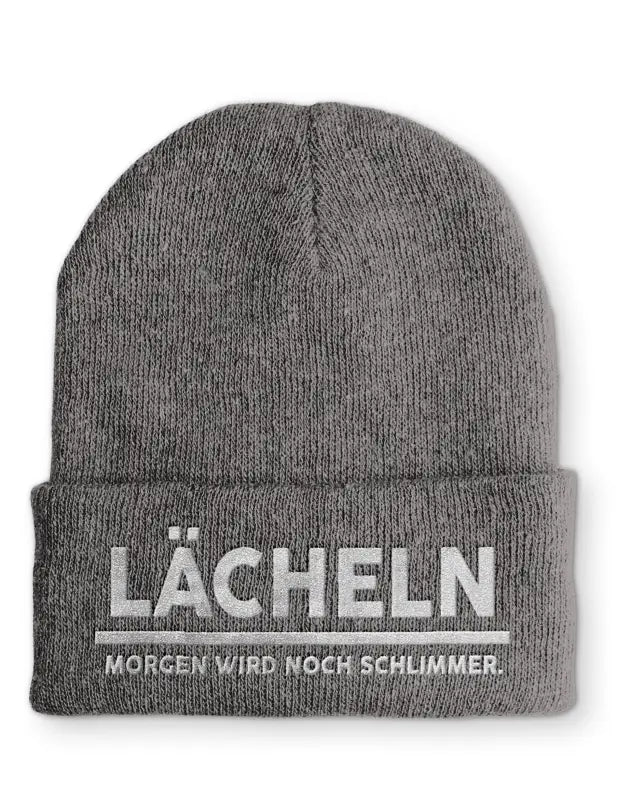 
                  
                    Lächeln Morgen wird noch schlimmer Statement Beanie Mütze mit Spruch - Grey
                  
                