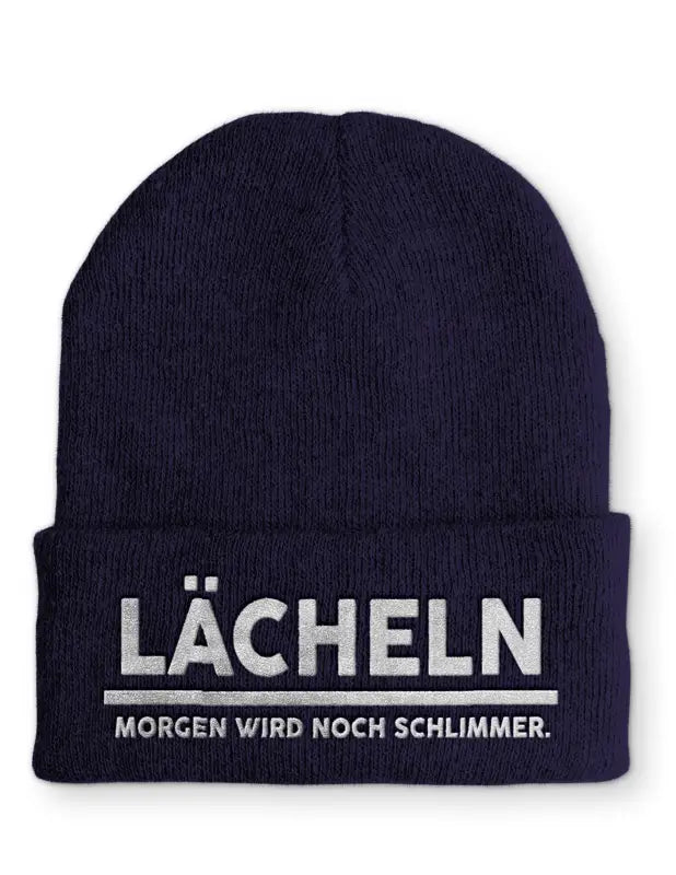 
                      
                        Lächeln Morgen wird noch schlimmer Statement Beanie Mütze mit Spruch - Navy
                      
                    