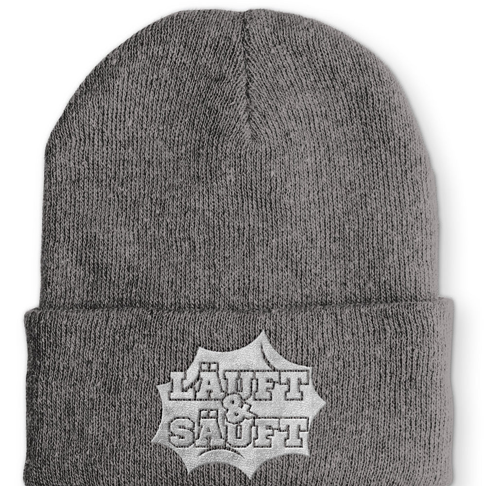 
                  
                    Läuft und Säuft Statement Beanie Mütze mit Spruch - Grey - Mütze
                  
                