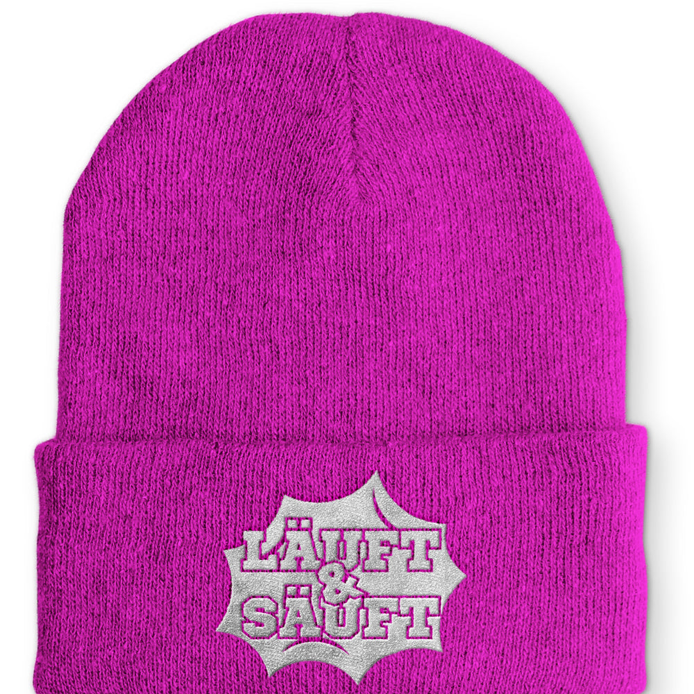 
                  
                    Läuft und Säuft Statement Beanie Mütze mit Spruch - Pink - Mütze
                  
                