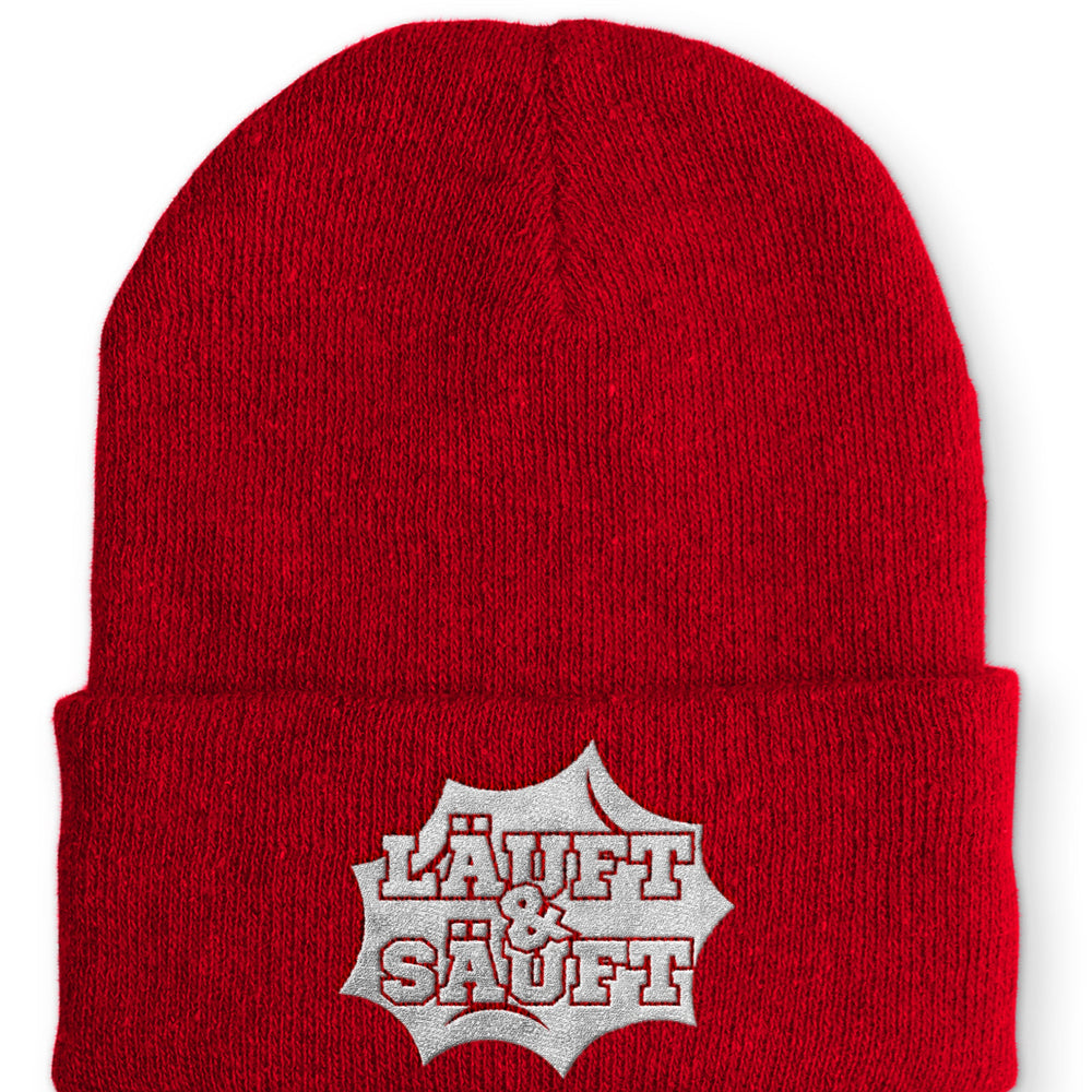 
                  
                    Läuft und Säuft Statement Beanie Mütze mit Spruch - Rot - Mütze
                  
                