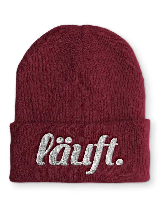 läuft Wintermütze Spruchmütze Beanie perfekt für die kalte Jahreszeit - Bordeaux